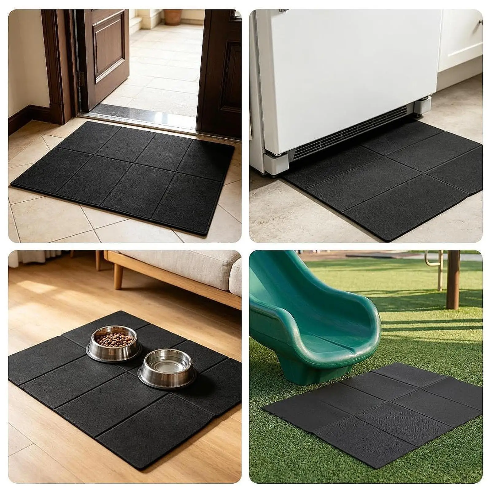 2x Outdoor Playground Mats Rubber Tile Shock Absorbing PVC Wear Resistant Lightweight Portable Activity Rug for Garden Porch