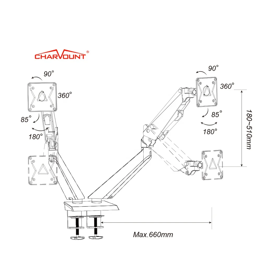 Gaming Monitor Arm With LED Light Single Monitor Desk Mount Bracket Suit For  Gaming Table PC Desk