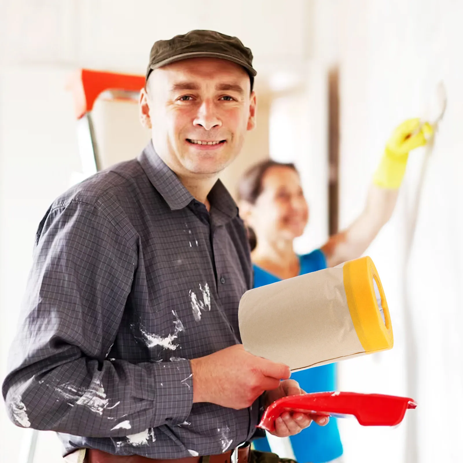 

2 рулона крафт-бумаги для защиты мебели и пола, самоклеящаяся защитная пленка для покраски, ремонта дома и кузовного ремонта автомобилей