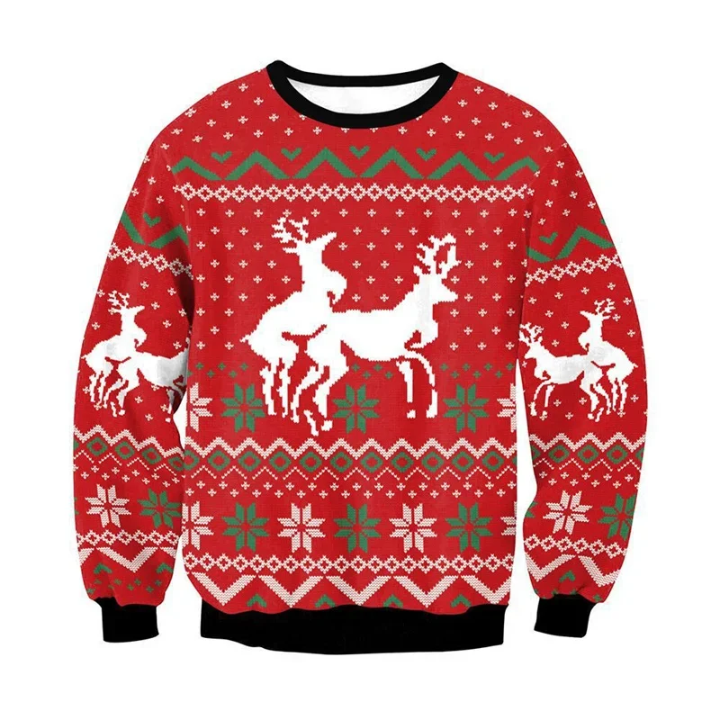 

Santa Men's Long Sleeve T-Shirt 3D Print Claus Reindeer Graphic Tee Shirt Casual Christmas Jumpers Tops Holiday Men Clothing