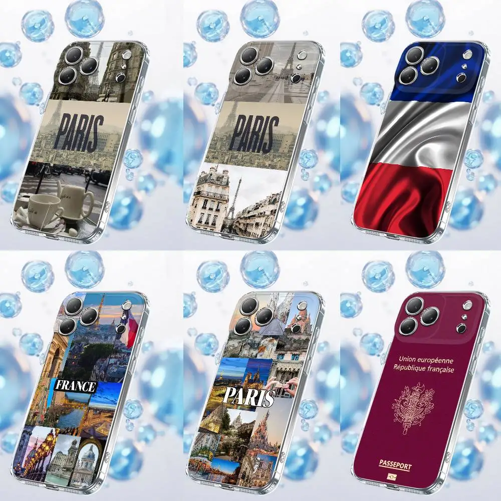 

Paris France Passport Flag Travel Phone Case For iPhone 17,16,15,14,13,12,11,Plus,Pro,Max,Plus,E,Air,Mini Transparent Cover