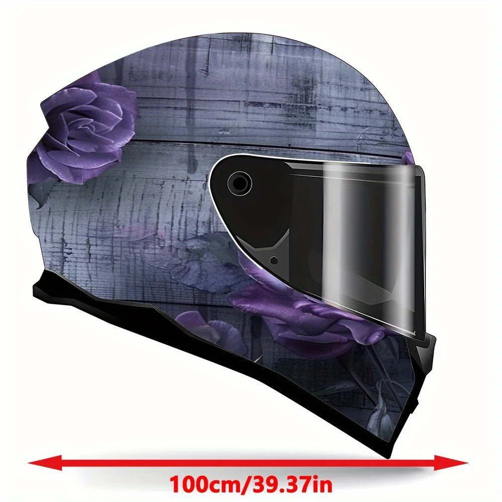 Mysterious romance, purple roses, exquisite, cool, gift, motorcycle helmet sticker - durable PVC, motorcycle racing helmet aesth view 2