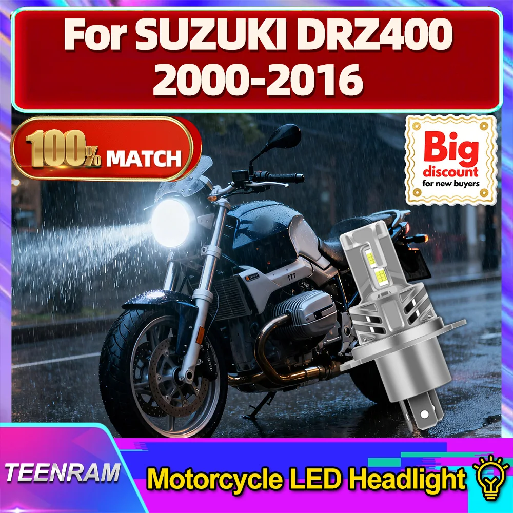 

TEENRAM для SUZUKI DRZ400 2000 2001 2002 2003 2004 2005 2006 2007-2016 мотоциклетная светодиодная лампа для фар Hi/Lo Moto, ампула фары
