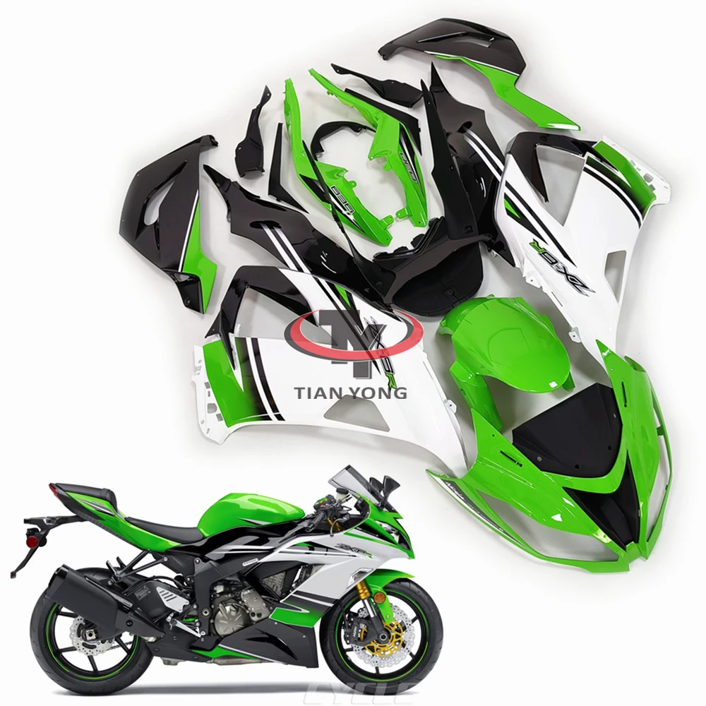 

Green White Black Printmaking For Kawasaki ZX6R ZX 6R 636 2013-2014-2015-2016-2017-2018 Full Fairing Kit Bodywork Cowling