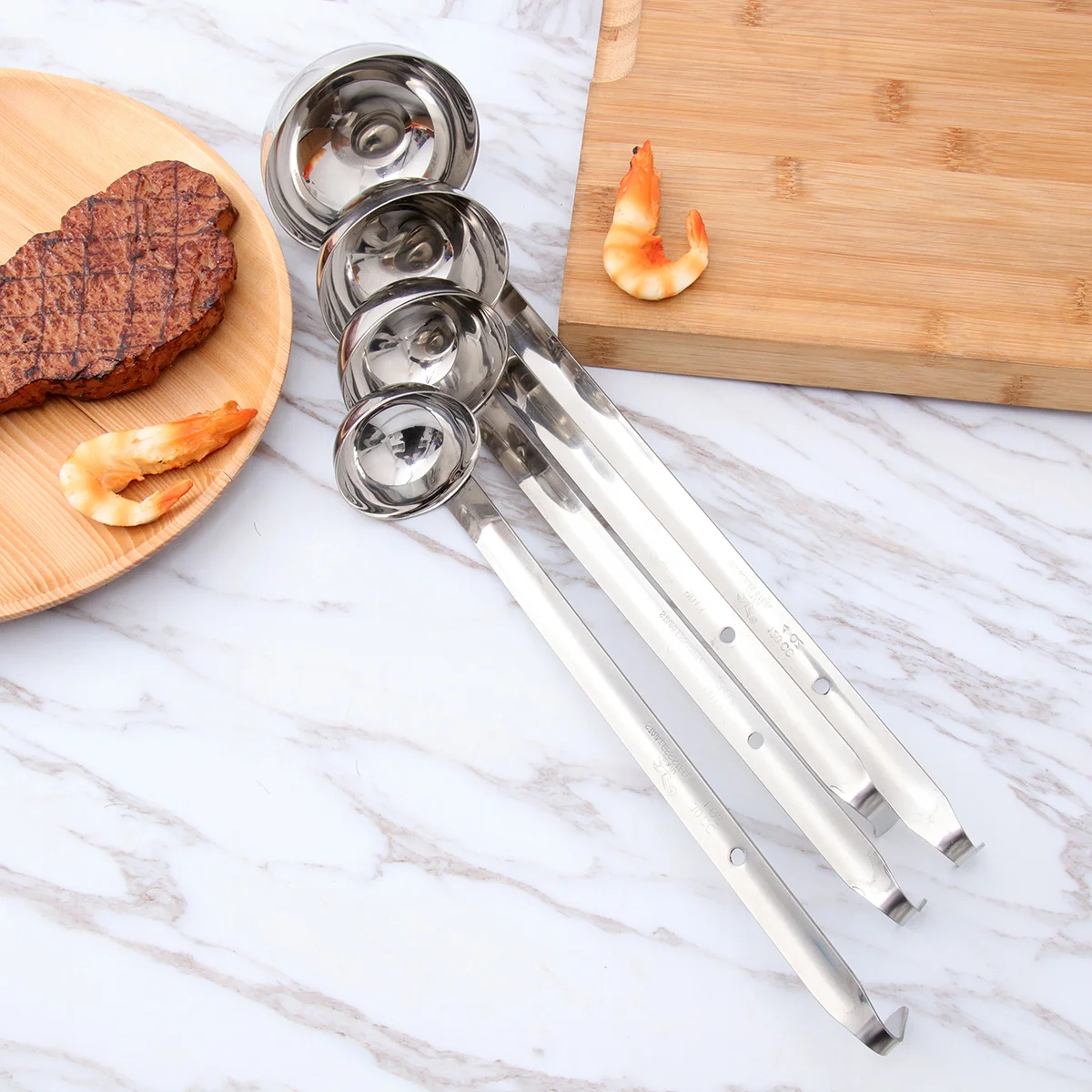 

Heavy Duty Stainless Steel Soup Ladle 4pcs Long Handle Ladle for Serving Soup Kitchen Cooking Utensils