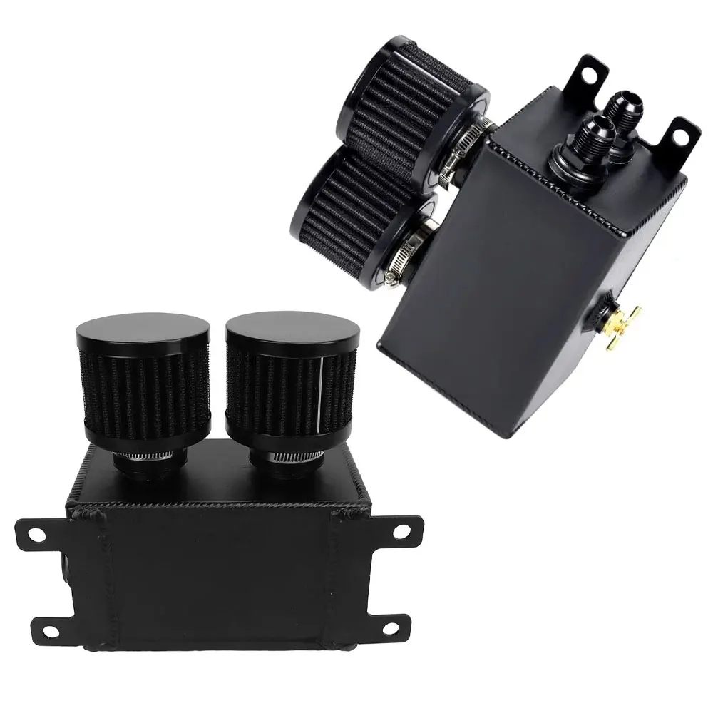 

1.2L Racing Oil Catch Can Kit - AN8 Fittings w/ Twin Baffle & Dual Air Breather Filter (1200ml Capacity)