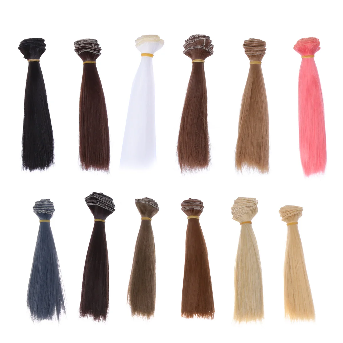 

12pcs Heat Resistant Straight Hair Handcraft DIY Wigs Weft Hair Extensions diy straight hair