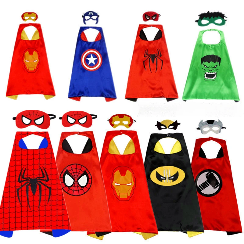 Marvel Superhero Cape Anime Figure Spider-Man Fancy Mask Cool Halloween Costume Action Figure Cosplay Christmas Party Gifts Kid