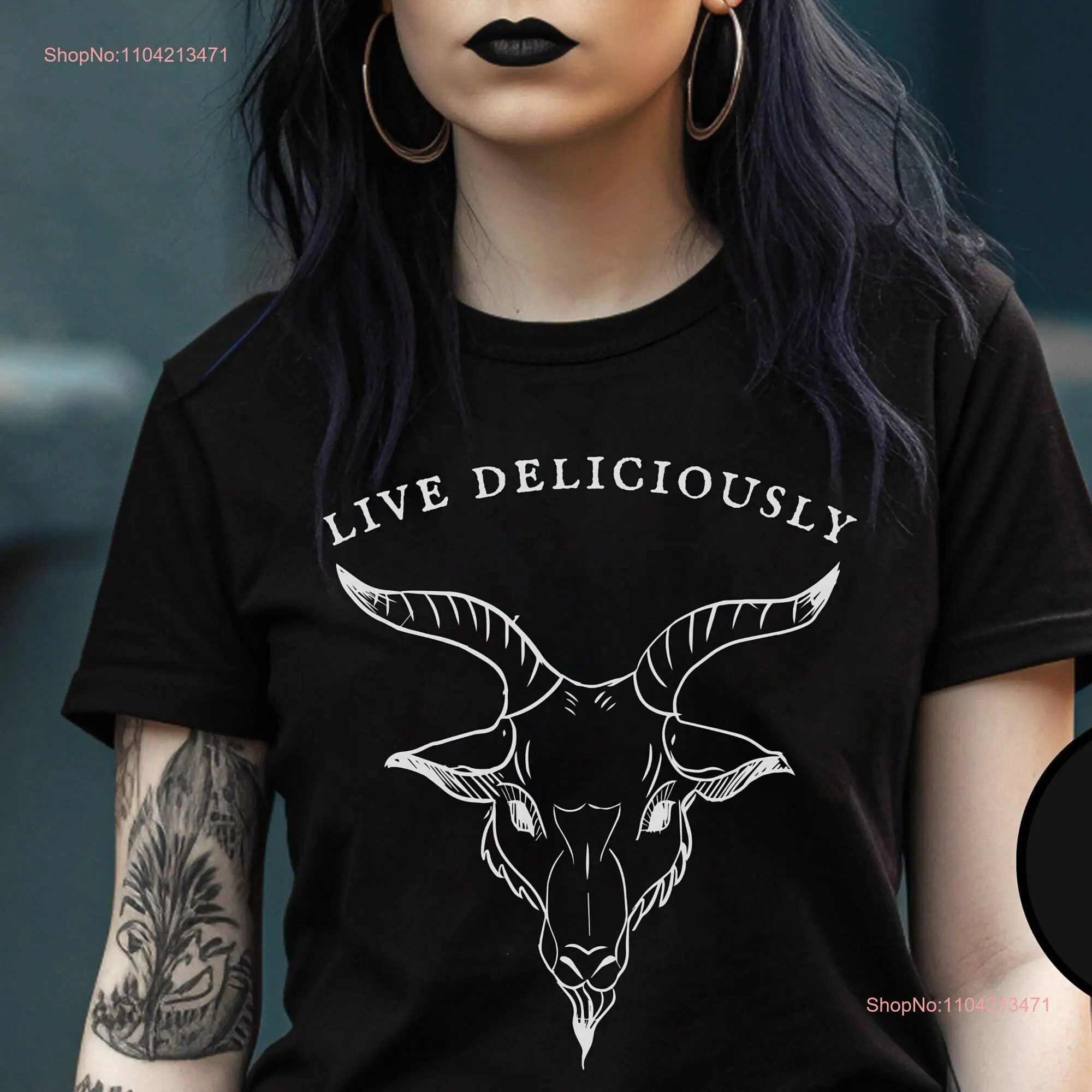 Black Phillip T Shirt Live Deliciously Baphomet Godless Clothes Witchcore Aesthetic Witch Horror Fan Pagan Occult Satanic