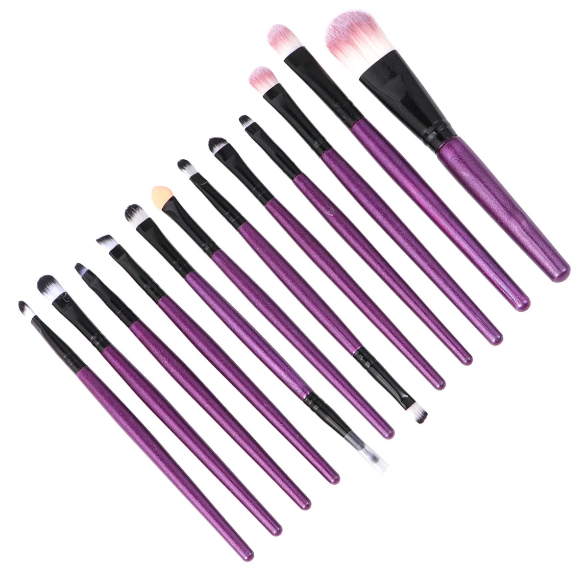

12Pcs Purple Wood Handle Dense Fine Nylon Bristles Makeup Brushes Set No Shedding Safe Washable Brush for Women Gift