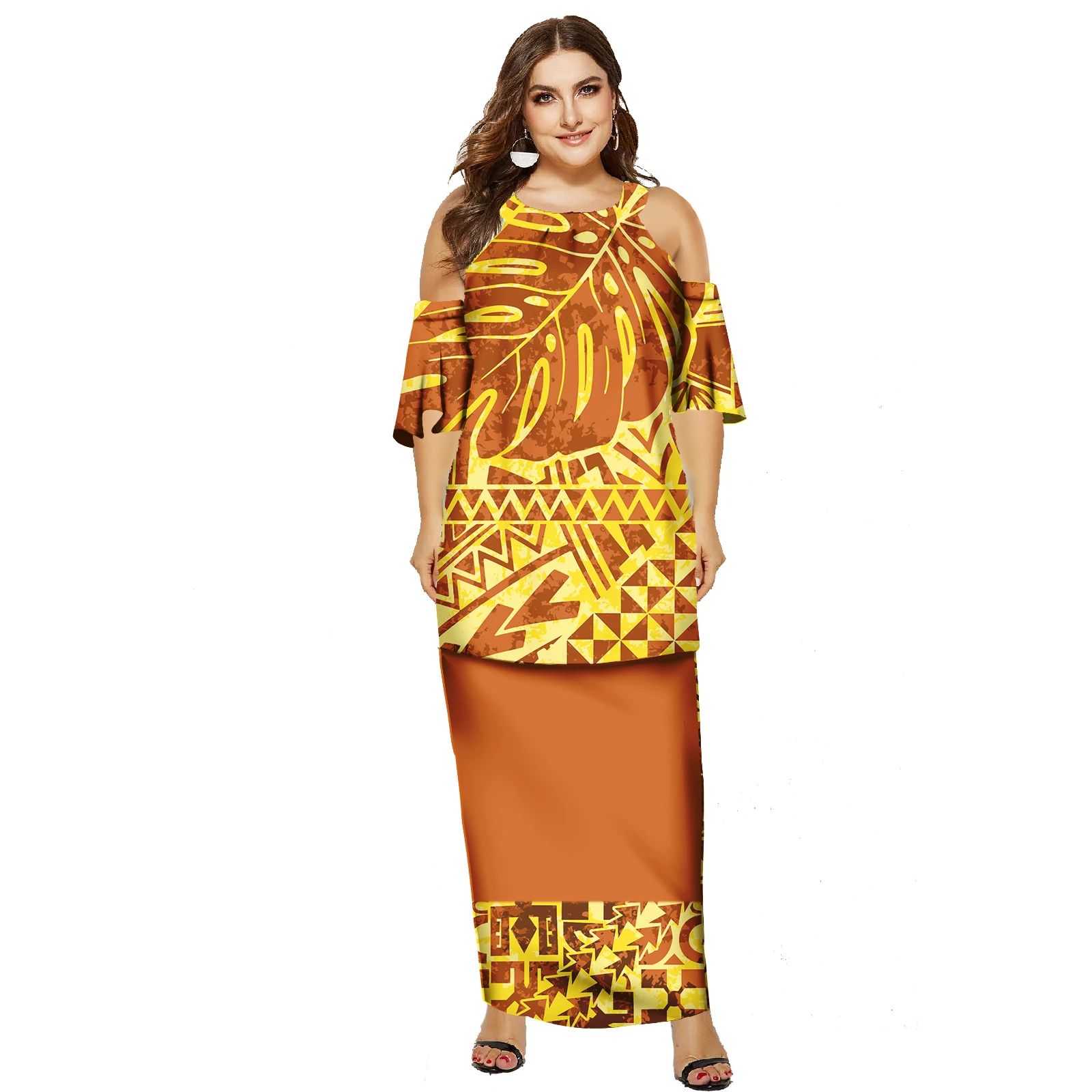 Brand New Samoa Puletasi Set Puletaha Ptaha Custom Polynesian Tribal Design Womens 2 Piece Set Island Dresses