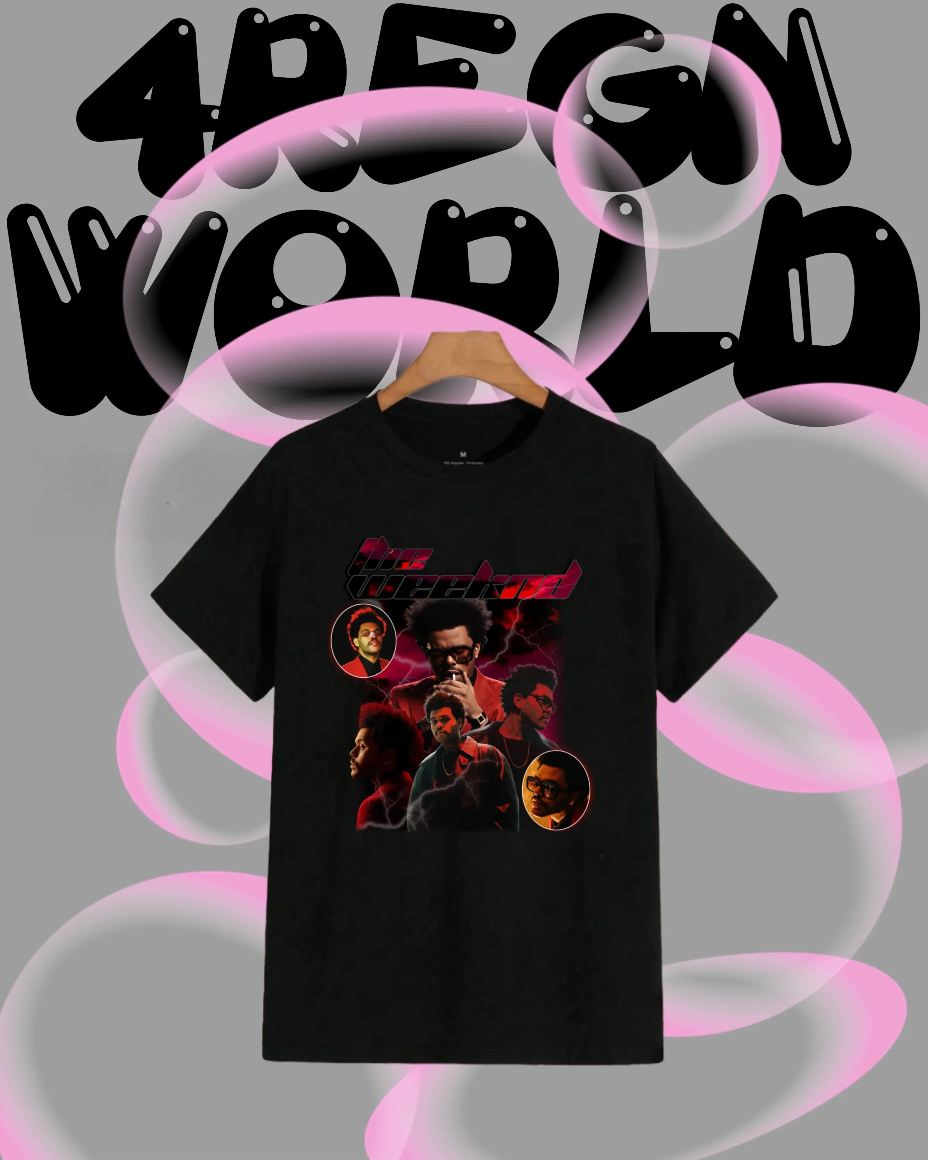 

2025-26 South African Summer The Weeknd Graphic 100% Pure Cotton Printed Rapper Hip-hop Trend T-shirt Unisex Men's Breathable