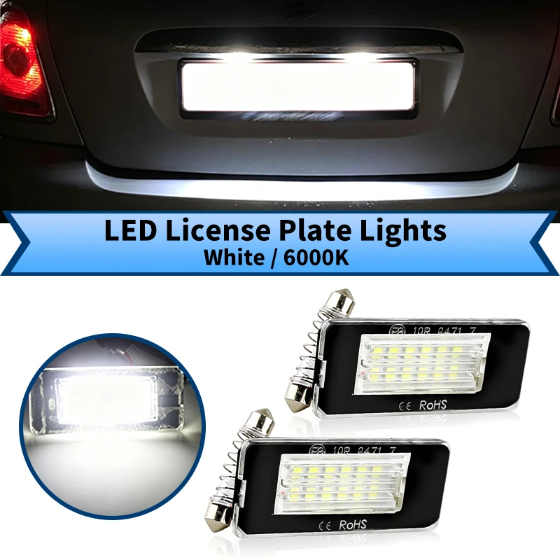 2PCS for Mini Cooper R50/R52/R55/R55N/R56/R57/R58/R59/R60/R61/R56N/R57N/Cooper S R53 License Plate Lights LED White Number Lamps
