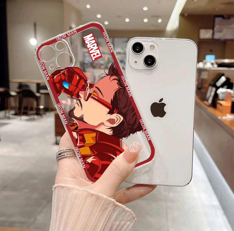 Marvel Iron Man Tony Stark Phone Case For Apple iPhone 14 13 12 11 SE XS XR X 7 8 6 5 Pro Plus MAX 2020 Transparent Cover