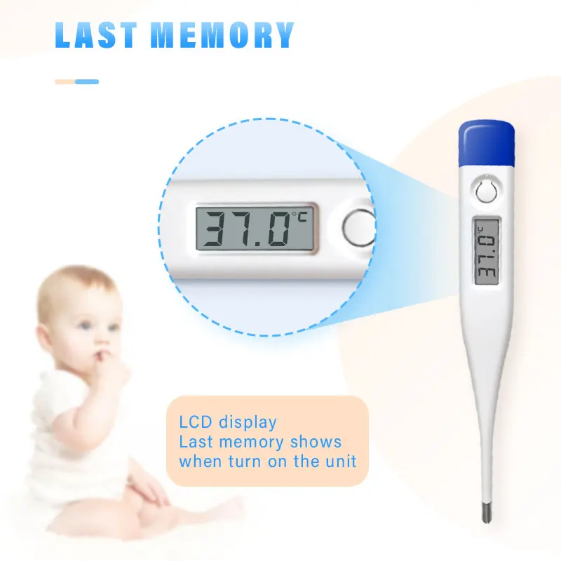 Household Indoor Medical 60s Measurement Baby Adult Oral Armpit Rectal Rigid Tip Thermometer Memory Beeper Fever Alarm Function