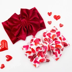 Velvet Baby Headband Baby Girls Large Bow Headbands Hair Accessories Valentine's Day Children Turban Bow Love Print Red Headband