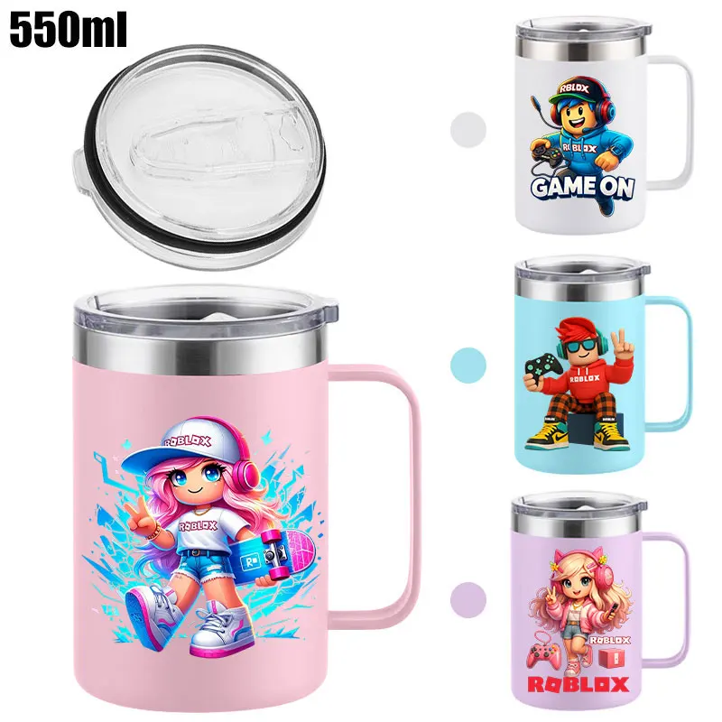 

ROBLOXS Game Themed Stainless Steel Mug Insulated Cup with Handle Double Layer Insulation Cartoon Office Coffee Milk Cup Gift
