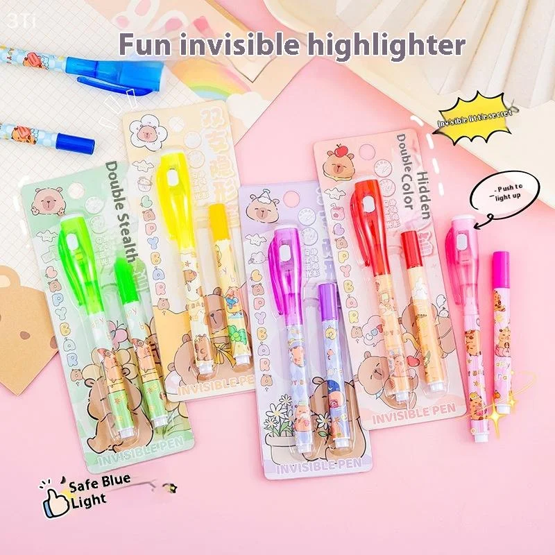 น่ารัก Capybara ที่มองไม่เห็นปากกาพลาสติกปากกาอัลตราไวโอเลต Originality Highlighter Markers ตลก Glitter ปากกาปากกาที่มองไม่เห็น