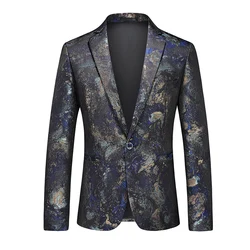 plus Size Men's Floral Print Smoking Jacket Designer Stylish Streetwear Tuxedo Blazer Classic Top M-XXXXXXL