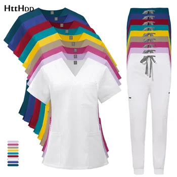 Scrubs Kobiety Unisex Lekarz Pielęgniarka Odzież robocza Szpitalne zestawy do peelingu medycznego Mężczyźni Sala operacyjna Mundur chirurgiczny Hurtownia