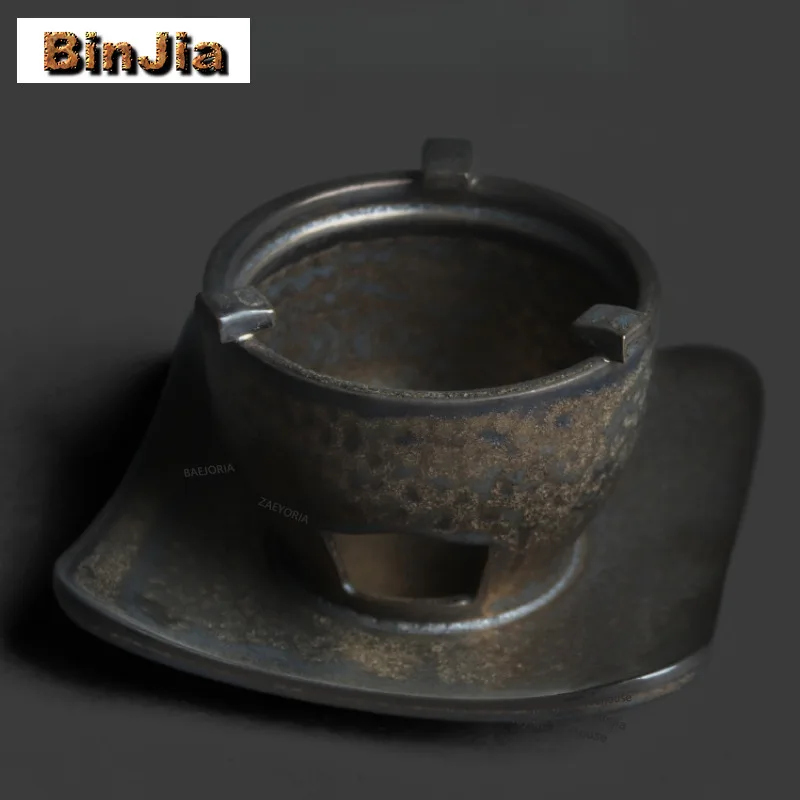 BAEJORIA Kiln Fambe Black Gold Tea Warmer Holder Candle Heater Stove Kettle Stand Baked Milk Jar Carbon Furnace Cafes Supplies