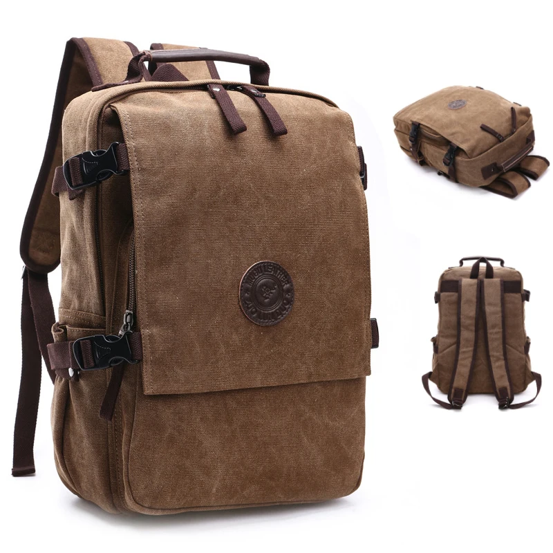 

Vintage Canvas Backpack Men Large Capacity Travel Shoulder Bag High Quality Students Bag Male notebook 15 inch Laptop Backpack