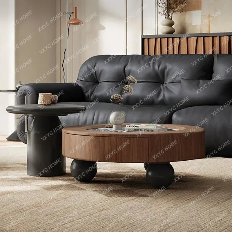 XXWood Modern Coffee Table Simple Antique Clear Aesthetic Unique Side Table Storage Drawers Living Room Furniture