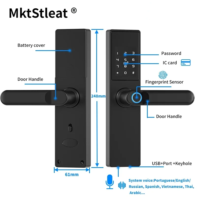 Tuya Fingerprint Security Intelligent Smart WiFi APP Password serratura elettronica Smart Bluetooth unlockingt e