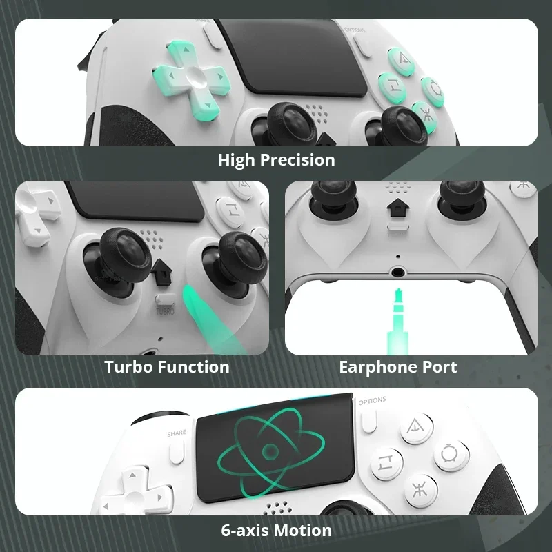DATA FROG Wireless Gamepad for PS4 / PS4 Pro / PS4 Slim, Dual Vibration Joystick Game Controller for PC Laptop Gaming