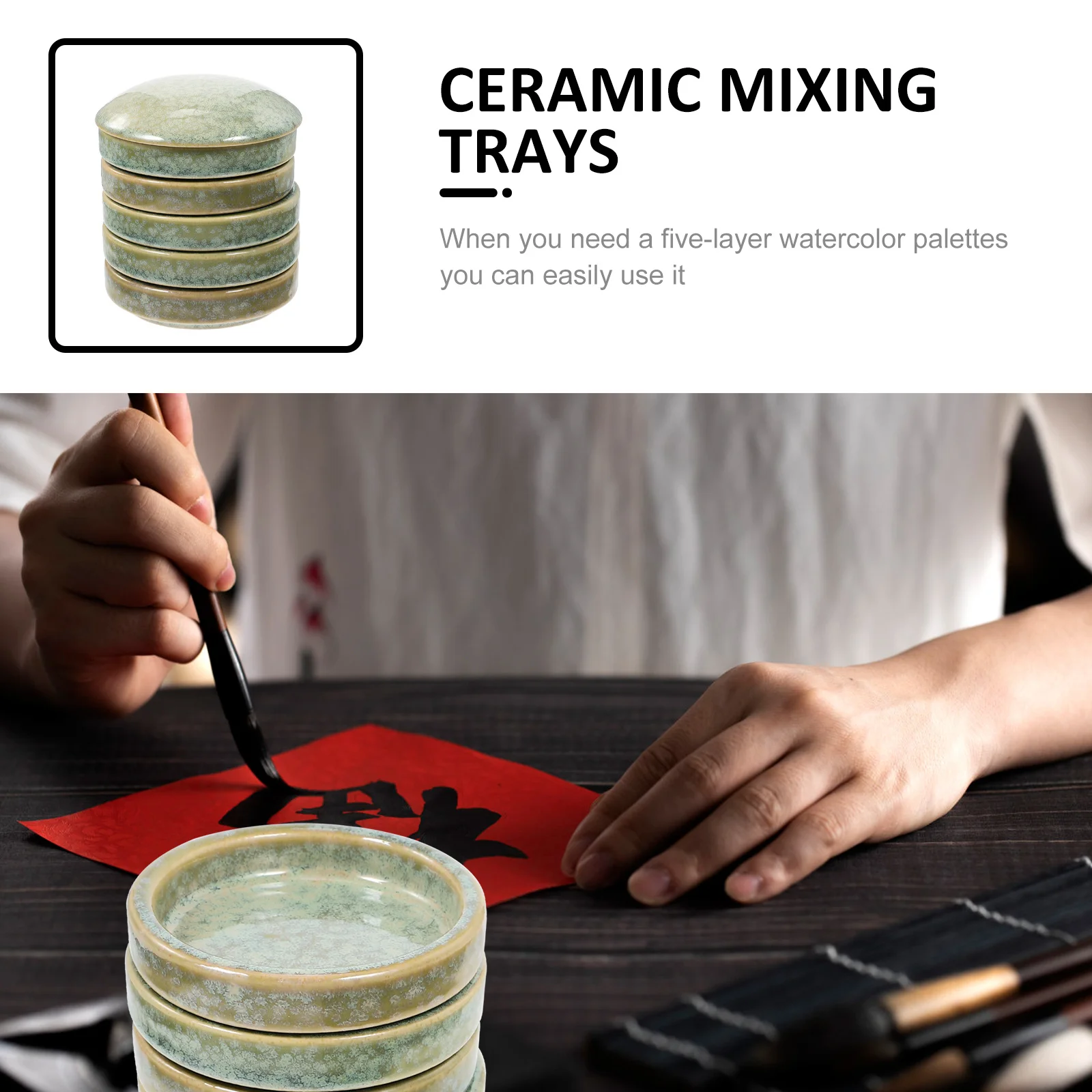 

1Set Ceramic Paint Palettes Multi-Layer Watercolor Mixers Safe Reliable Use for Oil Painting Ink DIY Color Palettes Decorative