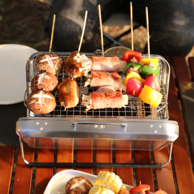 Customized Outdoor Camping Folding Portable Stainless Steel Mini Suitcase Charcoal BBQ Grills