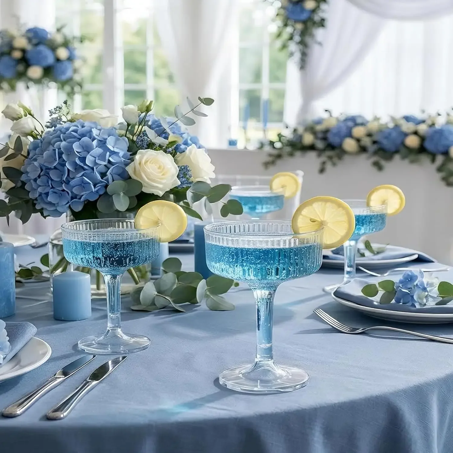 4-Tier Plastic Champagne Tower with 7oz Wine Glasses Unbreakable Wedding Acrylic Martini Drinkware for Birthday Party