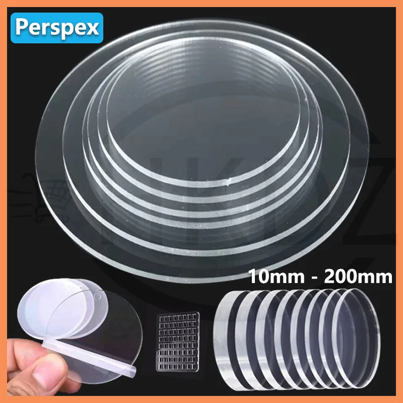 High Transparent Acrylic Disc Perspex Plate Round Sheets Clear Board 10 20 30 40 50 60 70 80 90 100 110 120~200mm Thick 1mm-10mm