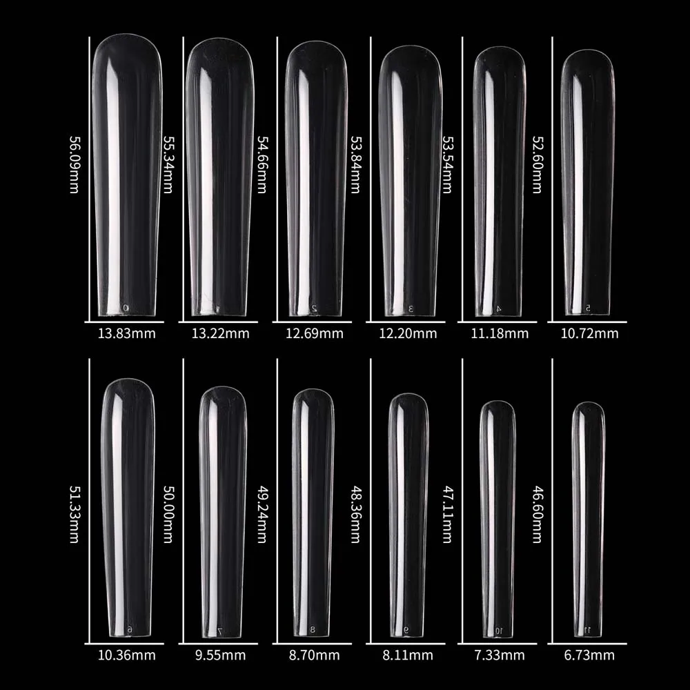 120ชิ้น XXXL ปลายเล็บอะคริลิกยาวธรรมชาติแบบยาวผ้าเดนิมเล็บปลอมแบบเฟรนช์3XL ทรงเรียวทรงสี่เหลี่ยมปลายเล็บป้องกันทุกส่วนของเครื่อง TR-4