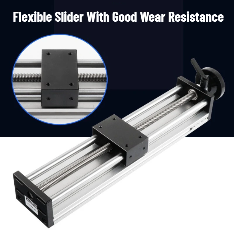50/100/200/300/400 Effective Travel Length Double Optical Axis Guide Ballscrew Hand Crank for DIY CNC Router Parts Stage
