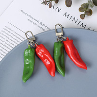 Simulated Red Green Chili Keychain Decoration Creative Food Vegetable Carry Bag Pendant Sweet Pepper Clove Pendant Accessories