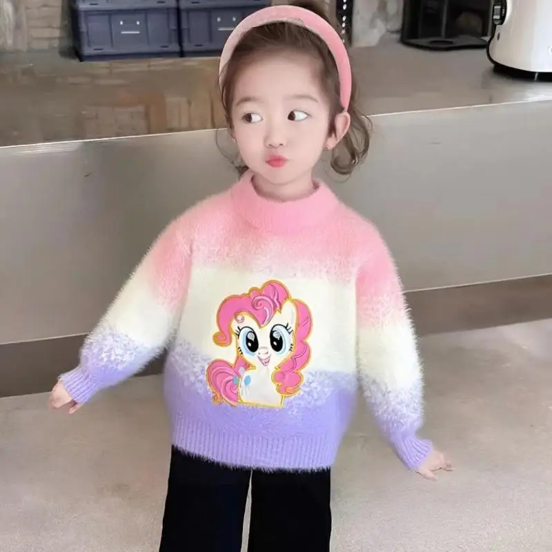 

Kawaii My Little Pony Outer Garment Creative Anime Cute Cartoon Thick and Warm Autumn and Winter Knitted Sweater Girl Gift