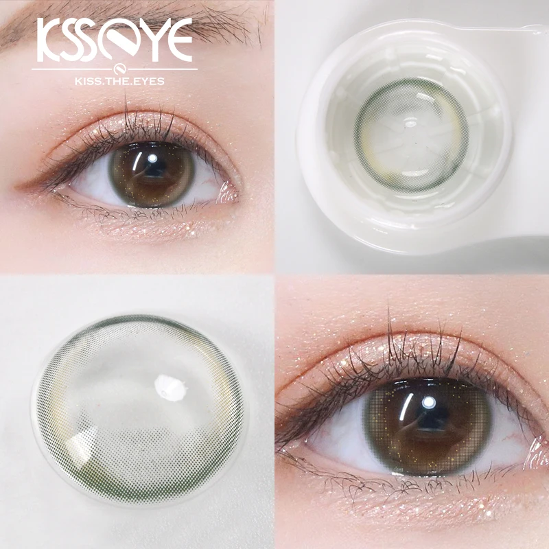 Kssey lentes de contato para olhos, 2 peças, com dioptria, moda macia, miopia, lentes coloridas para maquiagem dos olhos, diâmetro 14.2mm, envio