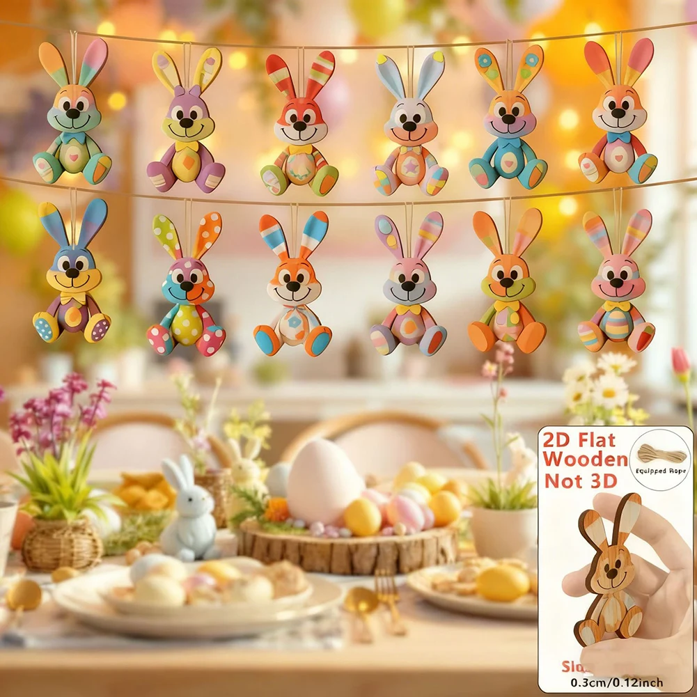 Easter Bunny Wooden Hanging Ornament For Kids Party Vibrant Colors Brighten Any Space. Shop Window