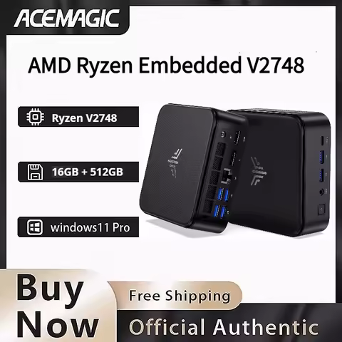 ACEMAGIC E3B Mini PC AMD Ryzen Embedded V2748 (8C/16T up to 4.3GHz) 16GB DDR4 1TB NVMe SSD WiFi 6 BT5.2 Triple 4K Display
