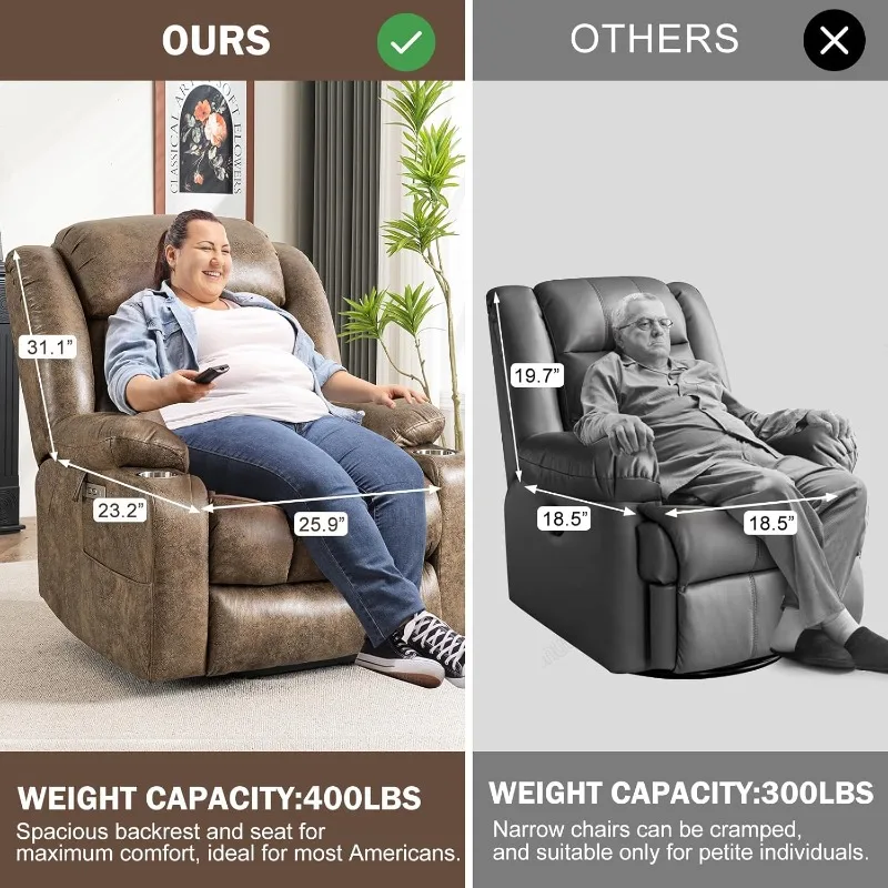 Oversized Power Lift Recliner Chair with Massage and Heat for Elderly,   USB & Type-C Ports, Light Brown