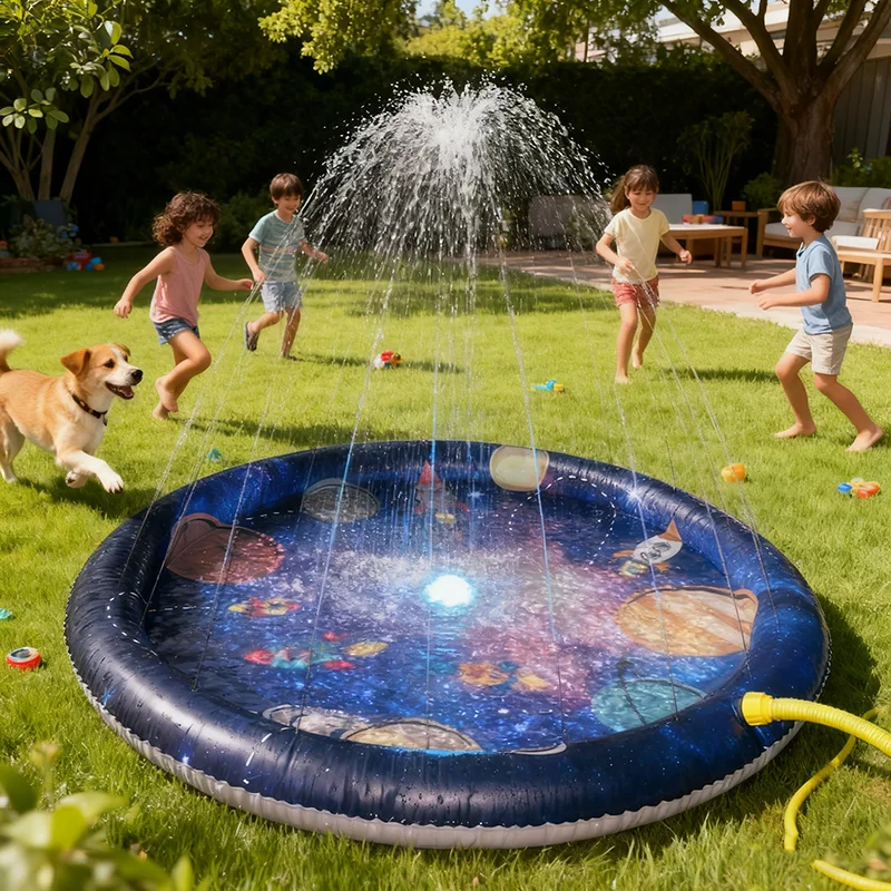 Outdoor Children's Water Sprinkler, Suitable for Toddlers' Water Play Mats and Baby Pools, 3-in-1 Model, 60inch Water Toys, Suitable for Boys and Girls Aged 1 to 5 Years, Water Play Mat