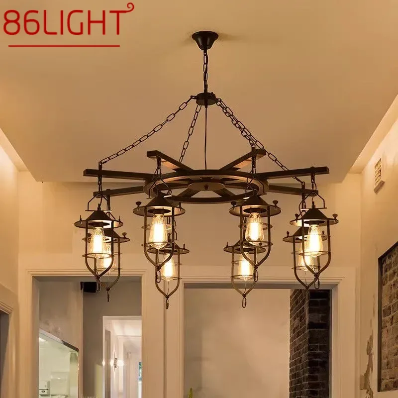 86LIGHT American Retro Pendent Lamp Industrial Wind Living Room Restaurant Loft Clothing Store Cafe Bar Box Homestay Chandelier