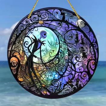 Noční můra před Vánoci Jack Skellington Sun Catcher 2D plochá akrylová závěsná cedule pro domácí zahradu nástěnná dekorace dětský dárek 8 nejlepší prodej noční můra před Vánoci vánoční dekorace - №3
