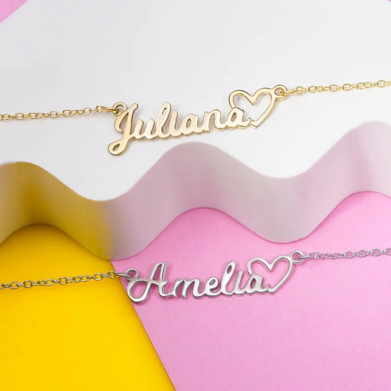 مجوهرات مخصصة من الذهب أو الفضة الإسترليني عيار 10 قيراط عيار 14 قيراط، قلادة على شكل قلب مفتوح، هدية للنساء، عيد الميلاد وعيد الميلاد #4