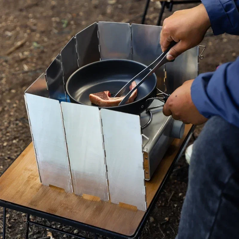 Gas Stove Wind Shield Outdoor Camping Picnic Cooking Burner Windproof Screen Aluminum Alloy Wind Screen 8/9/10/12/14/16 Plates