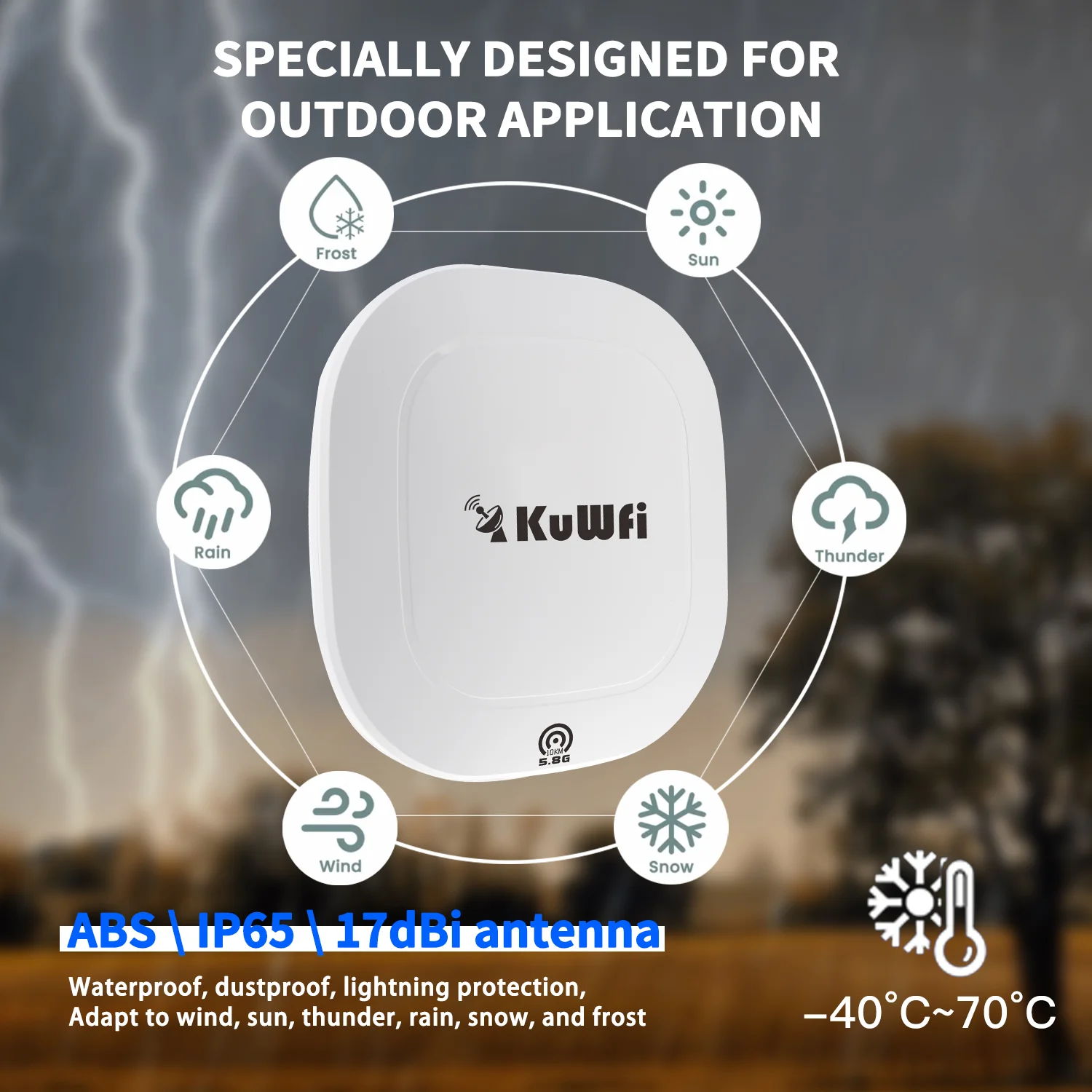 KuWFi 900Mbps CPE Bridge 5GHz Wireless WiFi Bridge Signal Extender Buit-in 17dBi Antenna AP Repeater PTP Up to 10KM Gigabit Port