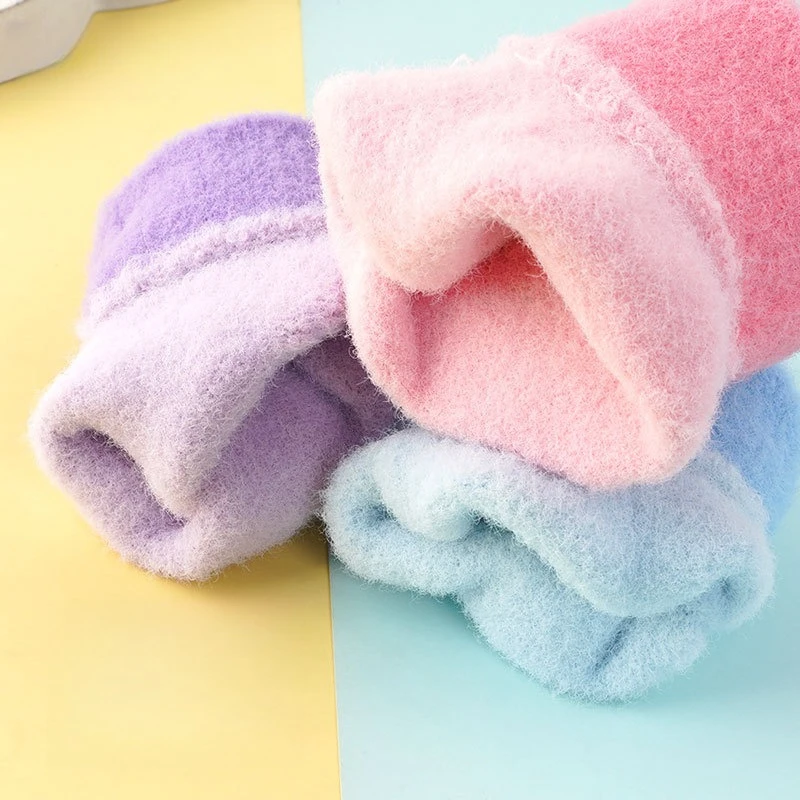 Miniso 子供 5 本指手袋女の子の秋と冬暖かいニット糸分割手袋中大子供女の子リトルポニー