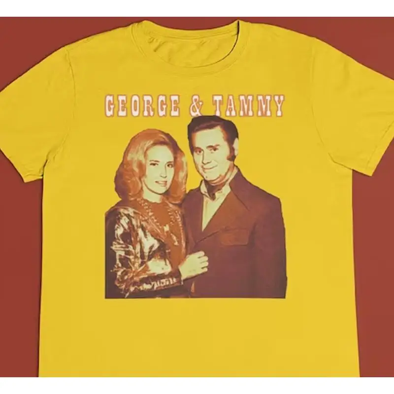 Sale Tammy Wynette George Jones Yellow T Shirt Short Sleeve All Sizes