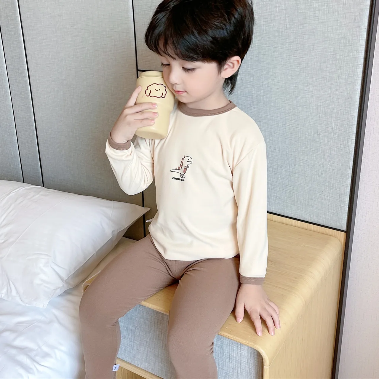 Children\'s 2-Piece Homewear Baby Long-Sleeved Trousers Set Boys Spring And Autumn Homewear Boys Toddler Underwear Pajamas
